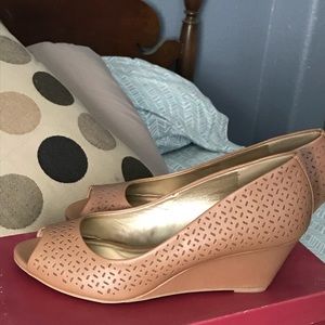 Peep toe wedge heels